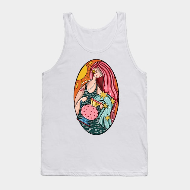 Aquarius Zodiac Harmony: A Fusion of Strength and Elegance Tank Top by Illustory